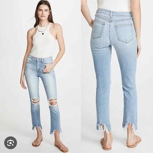 L'AGENCE Light Blue Distressed Ankle Jeans